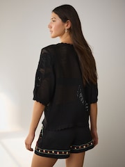 Multi Embroidered Mini Shorts - Image 3 of 5