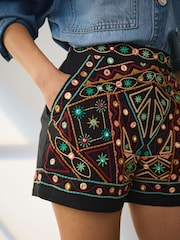 Multi Embroidered Mini Shorts - Image 4 of 5