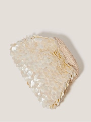 Monsoon Natural Saya Shell Embellished Clutch Bag - Image 1 of 4