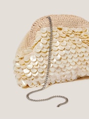 Monsoon Natural Saya Shell Embellished Clutch Bag - Image 3 of 4