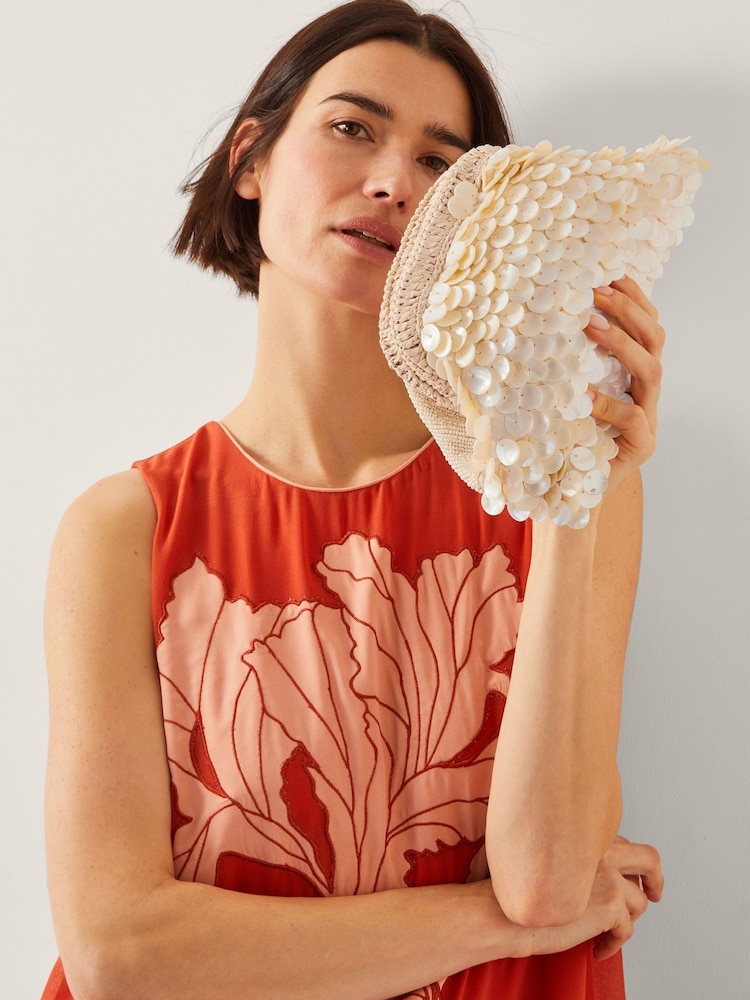 Monsoon Natural Saya Shell Embellished Clutch Bag - Image 4 of 4