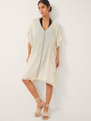 Monsoon Natural Penny Tassel Embroidered Kaftan - Image 1 of 5