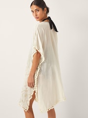 Monsoon Natural Penny Tassel Embroidered Kaftan - Image 3 of 5