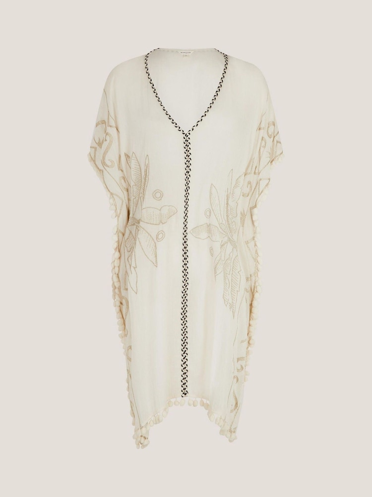 Monsoon Natural Penny Tassel Embroidered Kaftan - Image 5 of 5