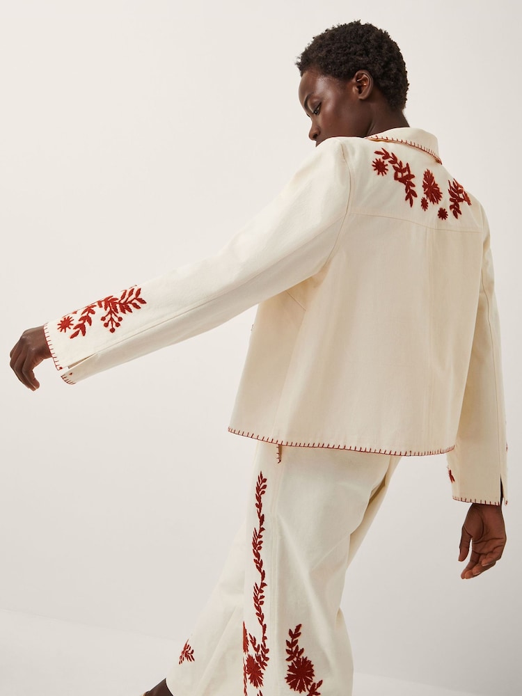 Monsoon Natural Emilia Floral Print Embroidered Jacket - Image 2 of 6