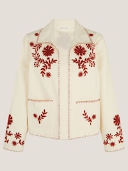Monsoon Natural Emilia Floral Print Embroidered Jacket - Image 6 of 6