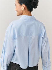 Asul - Pinaikling Malaking Damit Pang-boyfriend - Larawan 4 ng 8