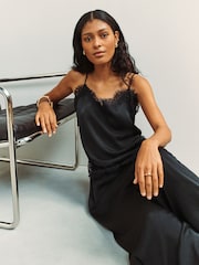 Black Asymmetric Hem Lace Cami Top - Image 2 of 4