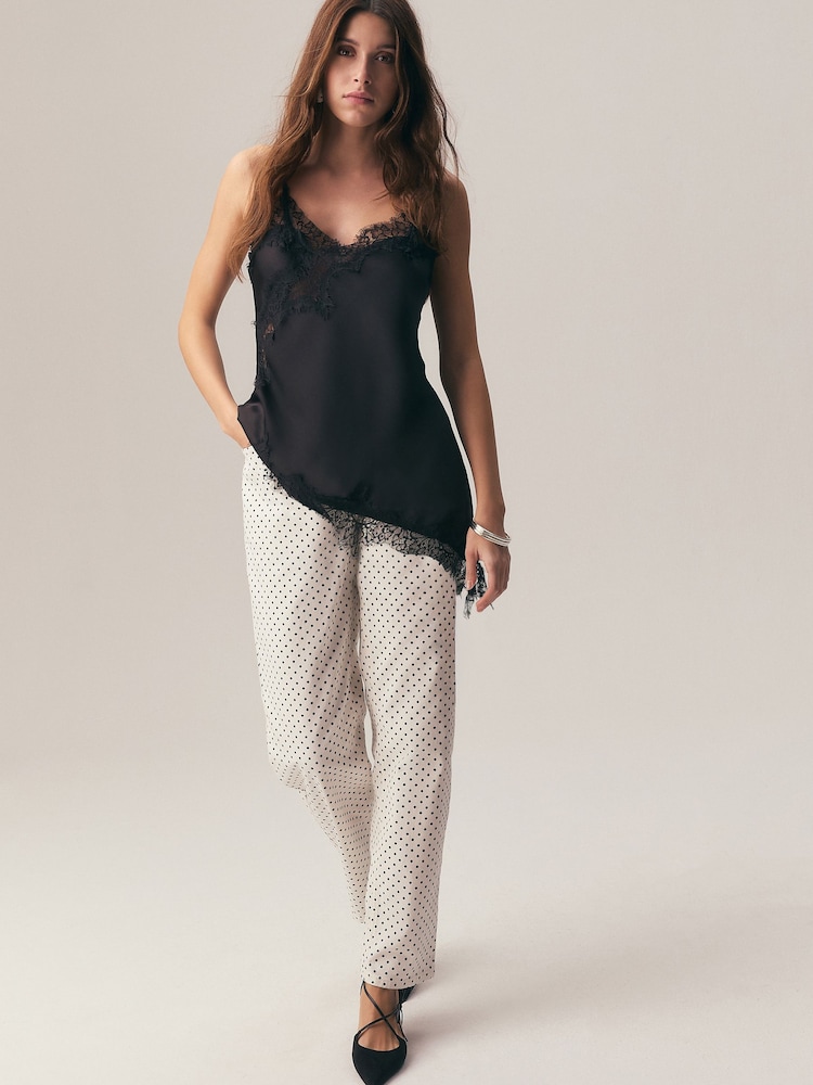 Black Asymmetric Hem Lace Cami Top - Image 2 of 4 Black Asymmetric Hem Lace Cami Top - Image 2 of 4