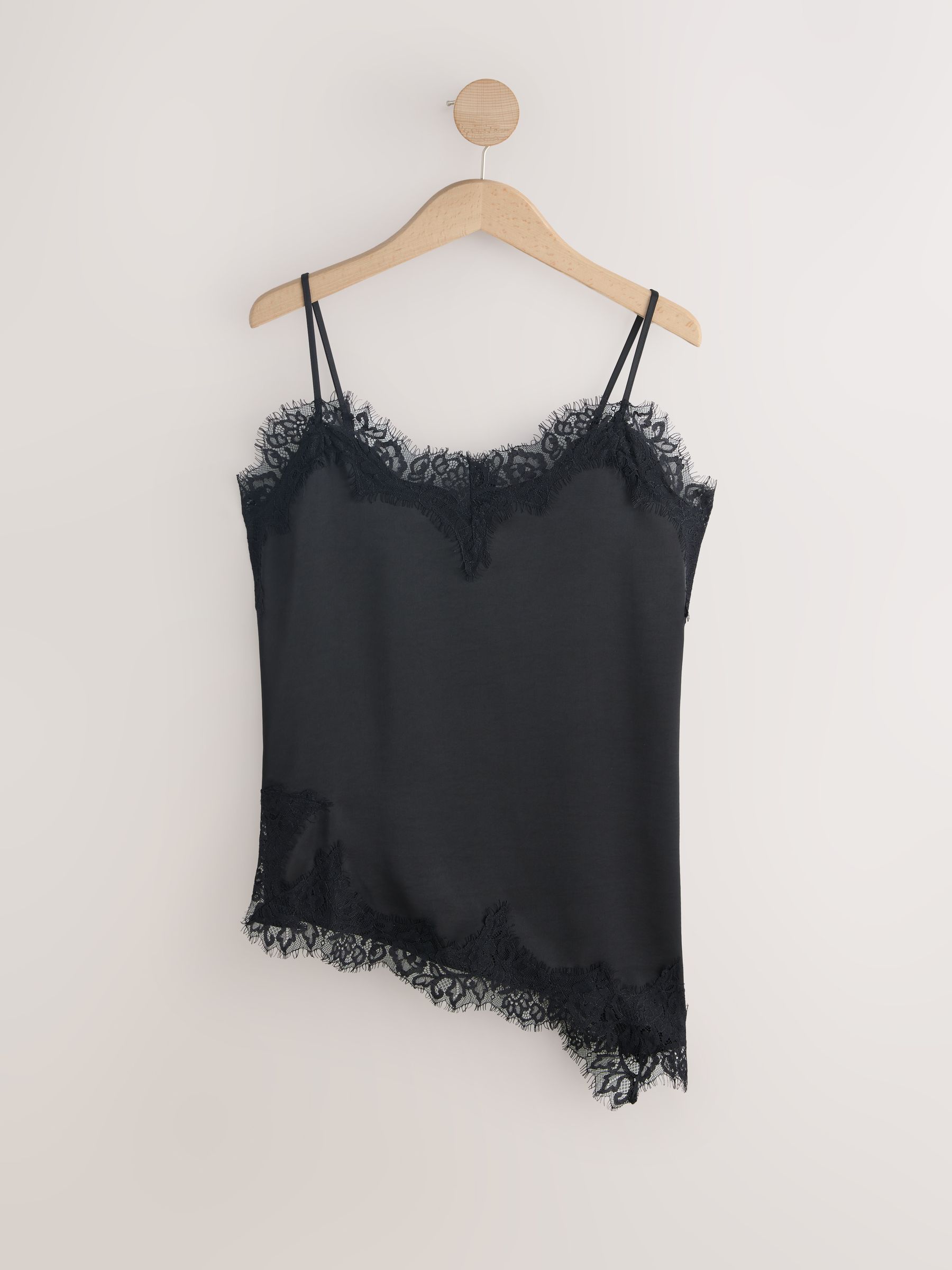 Buy Black Asymmetric Hem Lace Cami Top from Next USA