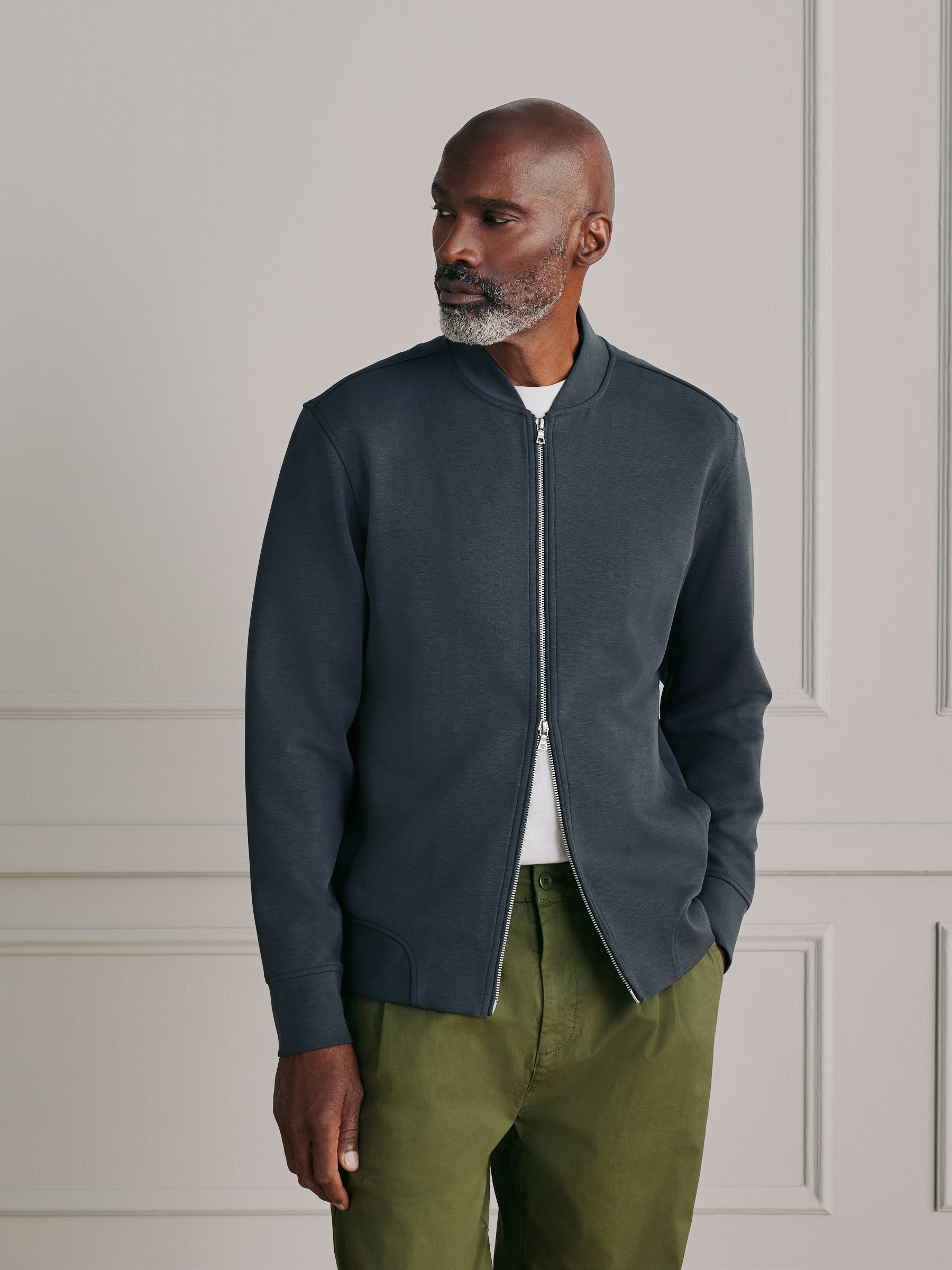 Buy Slate Grey Signature Jersey Bomber Jacket from the Next UK