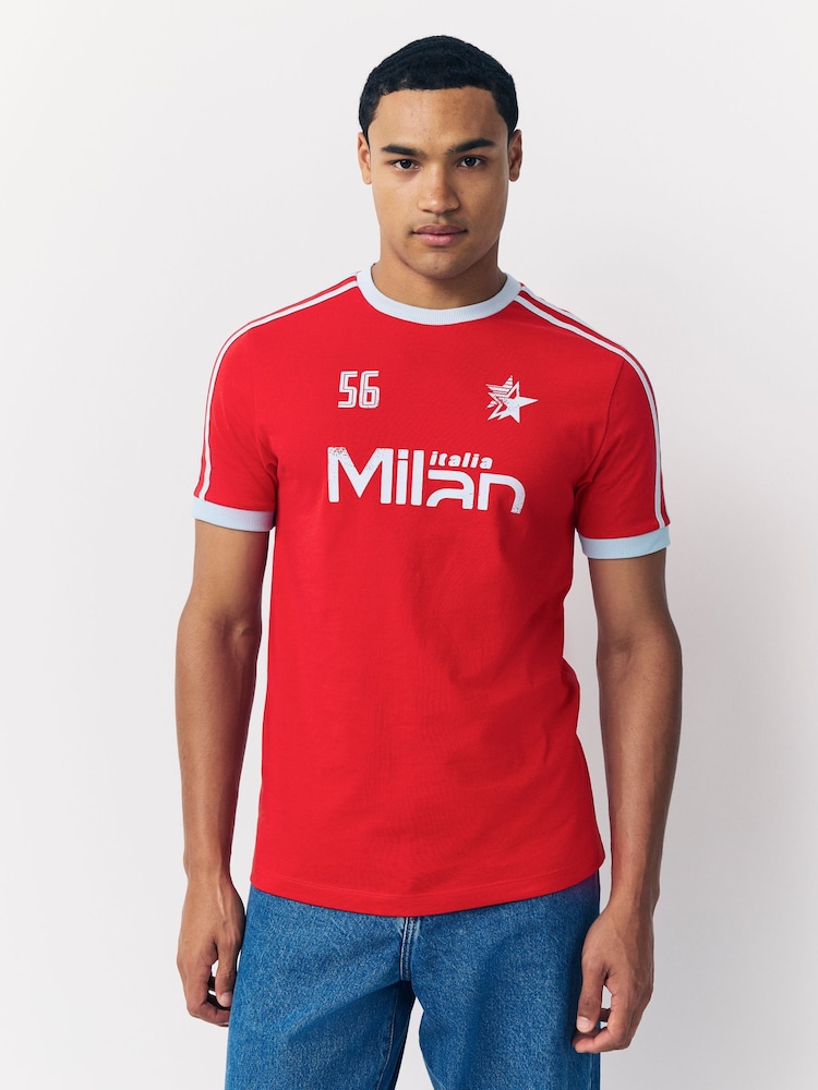 Red Football Graphic Print T-Shirt - Image 1 of 9