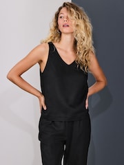 Black Vest Top With Linen - Image 3 of 8