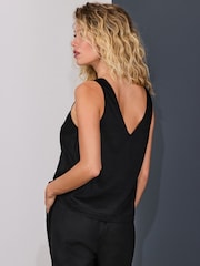 Black Vest Top With Linen - Image 4 of 8