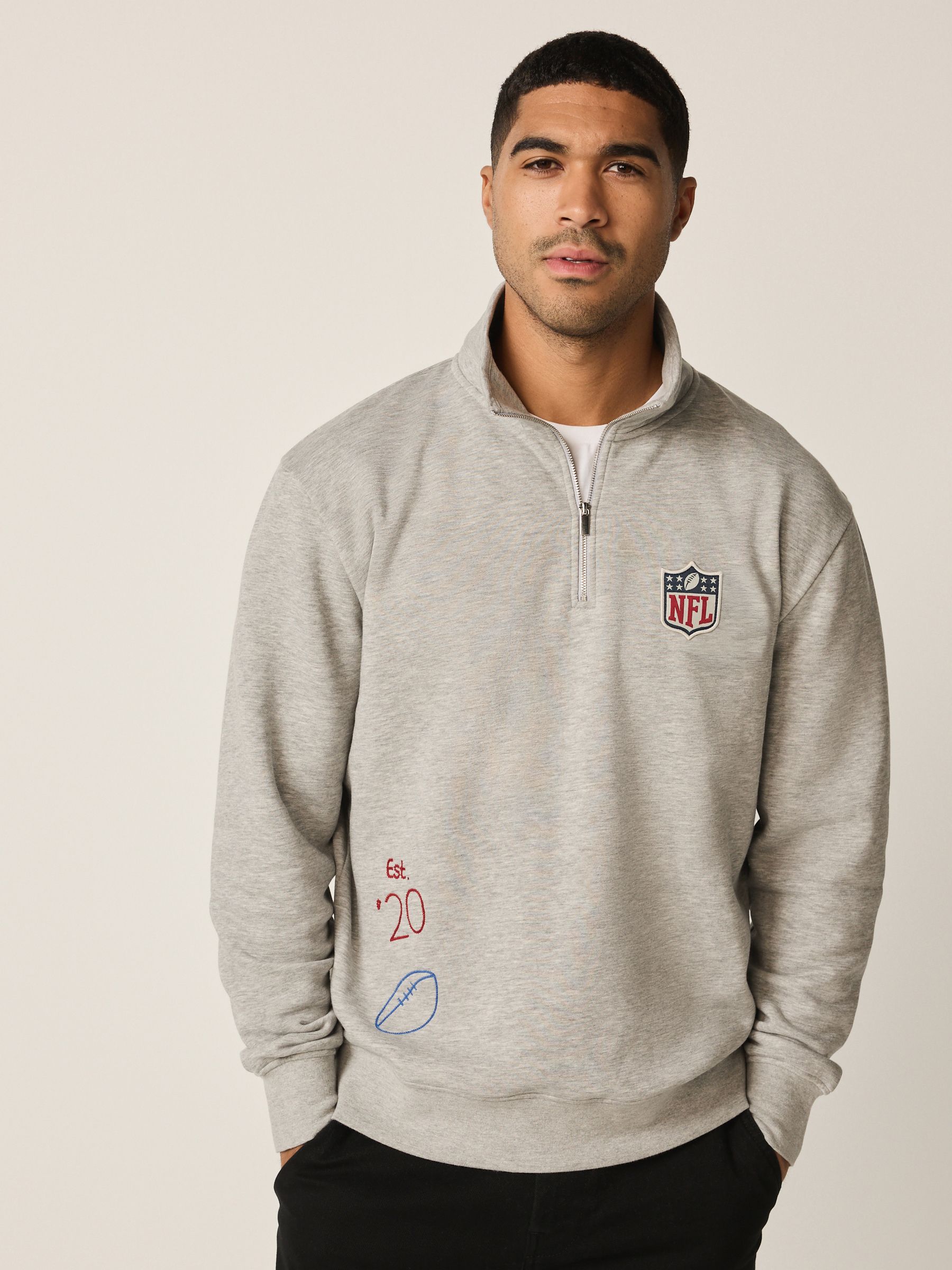 NFL SF49ers 中綿ジップアップパーカー グレー USA企画メンズ3XL Buy Grey Marl NFL Graphic Quarter Zip Sweatshirt from Next USA