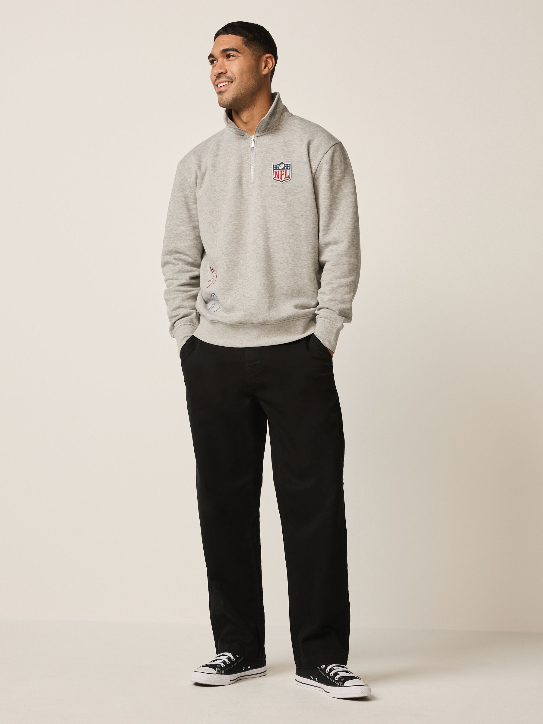 Buy Grey Marl NFL Graphic Quarter Zip Sweatshirt from Next USA