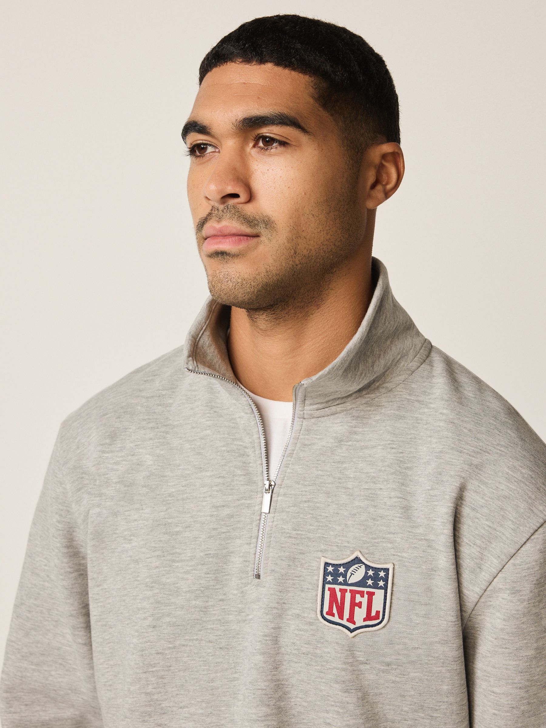 Buy Grey Marl NFL Graphic Quarter Zip Sweatshirt from Next USA