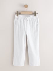 أبيض - بنطلون سهل الارتداء من مزيج كتّان (3 - 16 سنة) - صورة 1 من 4