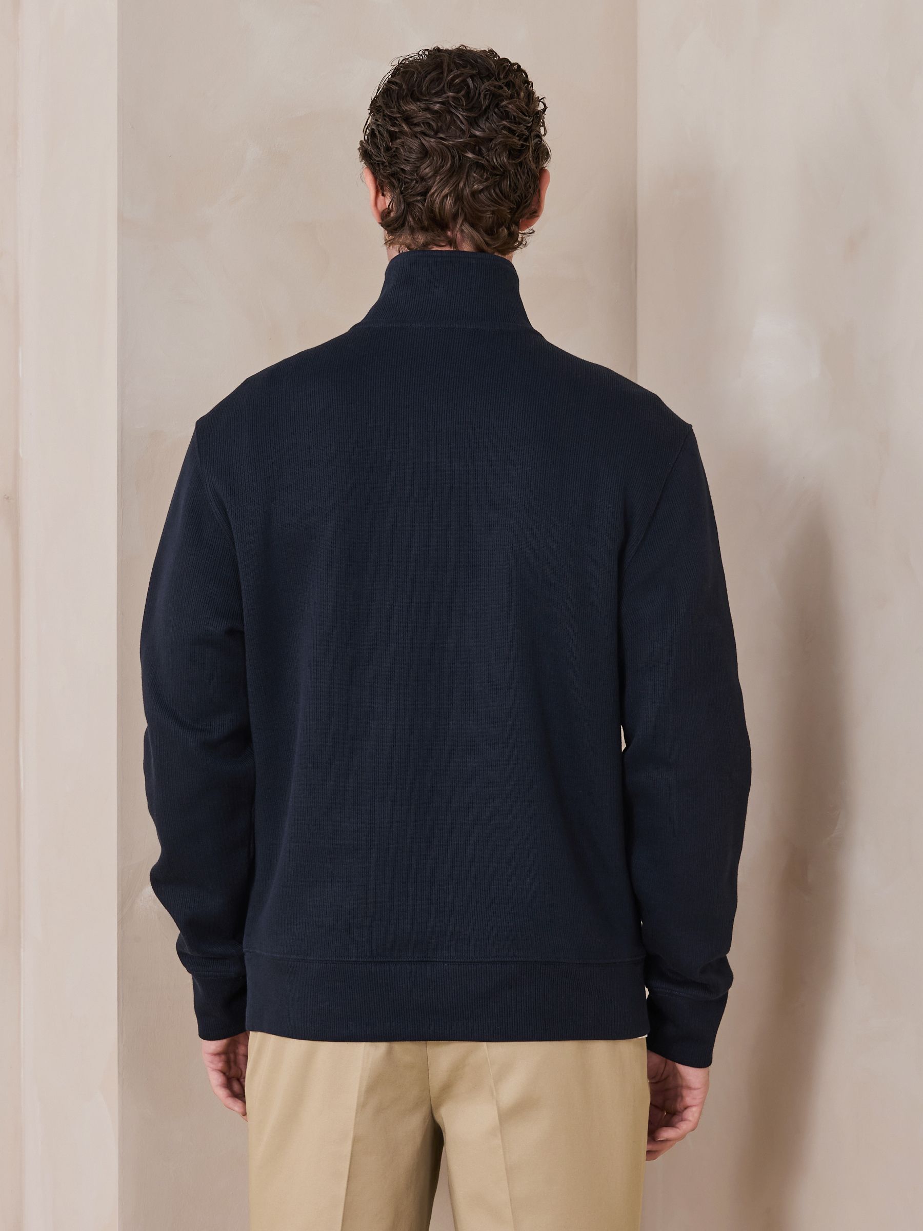 Buy Navy N. Premium Smart Rib Textured Quarter Zip Sweatshirt from