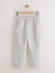Grey/Ecru Stripe Linen Blend Pull On Trousers (3-16yrs) - Image 5 of 8