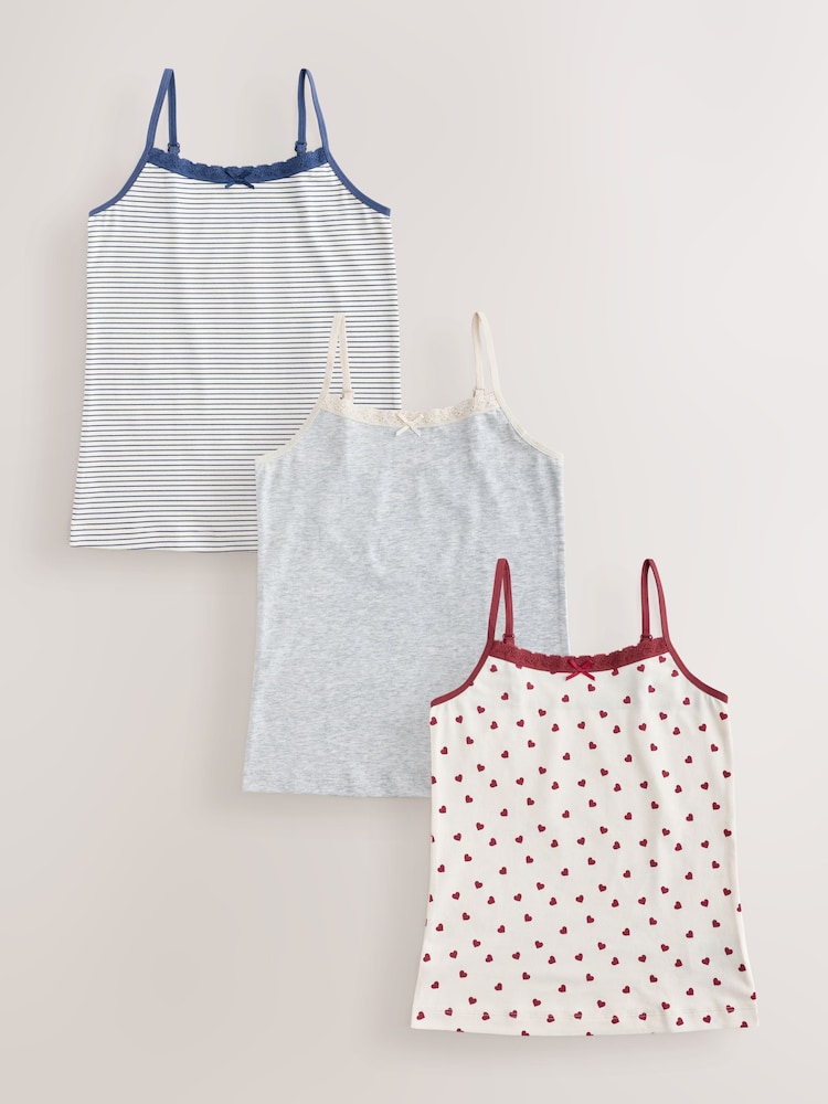Red Strappy Printed Cami Vests 3 Pack (1.5-16yrs) - Image 1 of 7