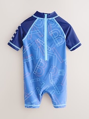 Baker by Ted Baker Blue All-In-One Swimsuit and Hat Set - Image 2 of 8