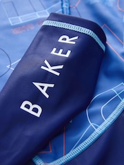 Baker by Ted Baker Blue All-In-One Swimsuit and Hat Set - Image 5 of 8