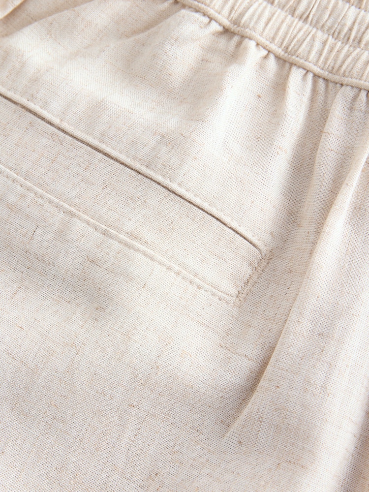 لون محايد - بنطلون سهل الارتداء ضيق من الأسفل من الكتان - صورة 8 من 8