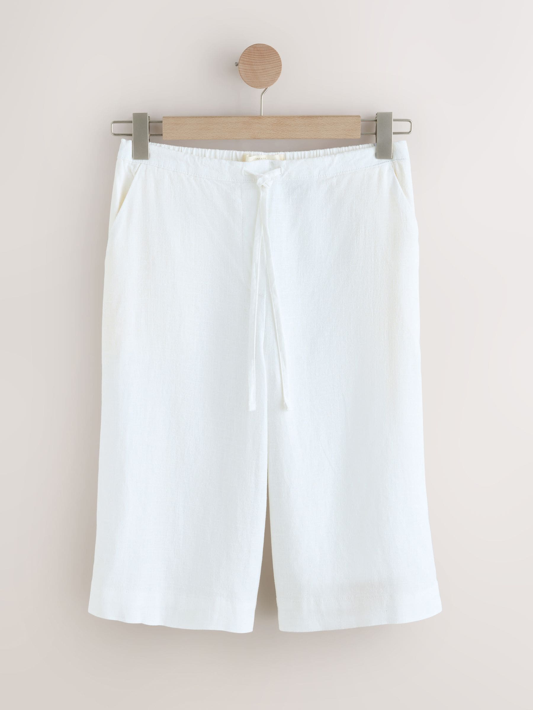 Buy White Linen Blend Pull On Knee Length Shorts from the Next UK