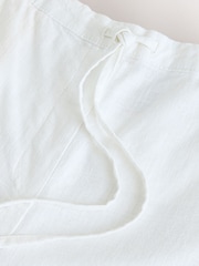 White Linen Blend Pull On Shorts - Image 7 of 8