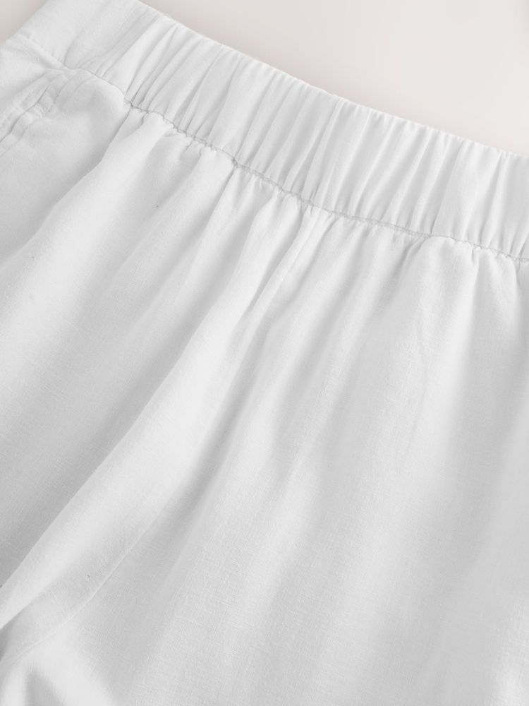 White Linen Blend Wide Leg Trousers - Image 2 of 4