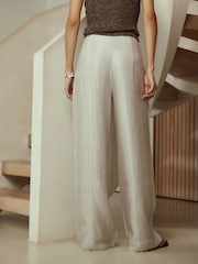 Glossy Grey - N. Premium Linen Blend Glossy Wide Leg Trousers - Bild 3 von 4