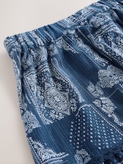 Blue/Ecru Bandana Print Cotton Tiered Maxi Skirt - Image 7 of 8