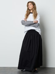 Black Shirred Maxi Skirt - Image 1 of 7