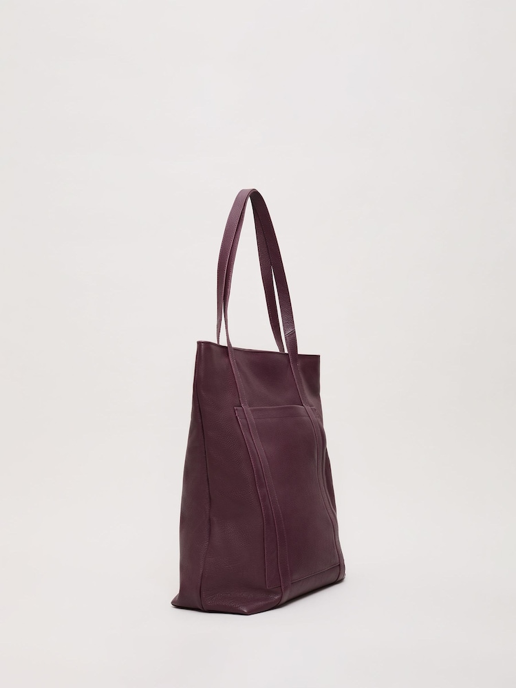 Phase Eight Red Leather Shopper Tote Bag - Image 2 of 7