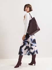 Phase Eight Red Leather Shopper Tote Bag - Image 5 of 7