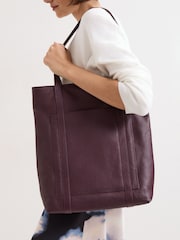 Phase Eight Red Leather Shopper Tote Bag - Image 6 of 7