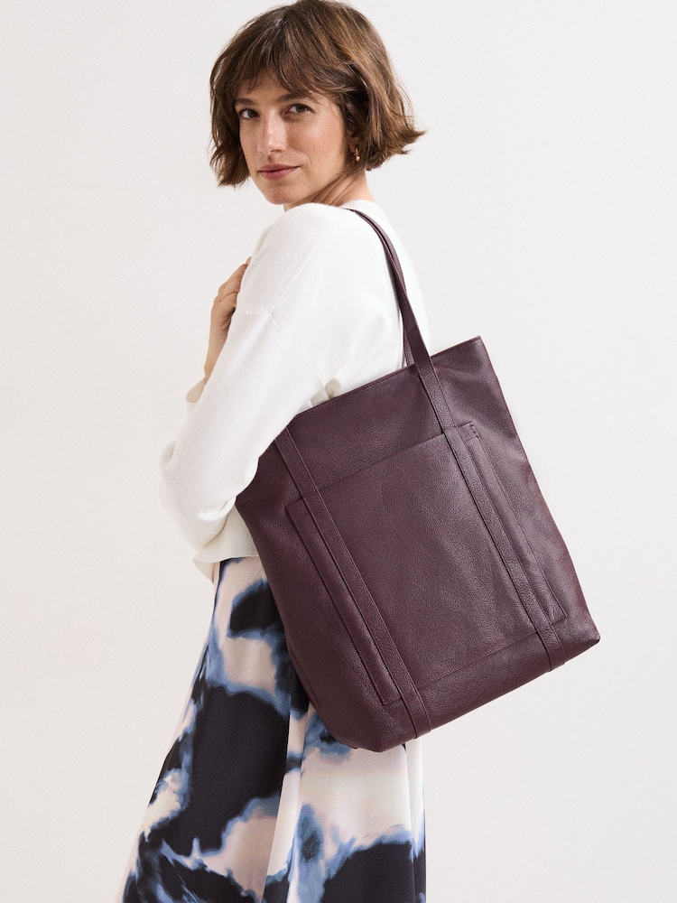 Phase Eight Red Leather Shopper Tote Bag - Image 7 of 7