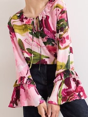 Phase Eight Pink Petite Floral Print Blouse - Image 4 of 6
