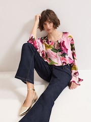 Phase Eight Pink Petite Floral Print Blouse - Image 5 of 6