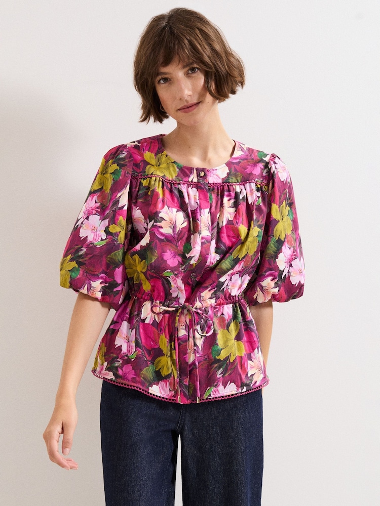 Phase Eight Purple Pia Floral Print Blouse - Image 1 of 7 Phase Eight Purple Pia Floral Print Blouse - Image 1 of 7