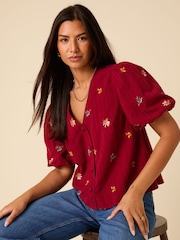 Nobodys Child Red Brooke Embroidered Top - Image 2 of 4