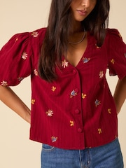 Nobodys Child Red Brooke Embroidered Top - Image 3 of 4
