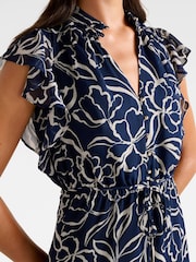 Forever New Blue Maxwell Flutter Sleeves Midi Dress - Image 3 of 4