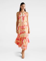 Vestido midi Godet com decote halter Casey da Forever New, contém linho - Imagem 1 de 4