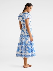 Forever New White Linen Blend Iris Tiered Ruffle Midi Dress - Image 2 of 5