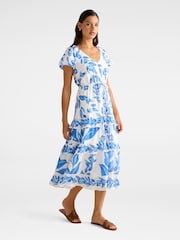 Forever New White Linen Blend Iris Tiered Ruffle Midi Dress - Image 4 of 5