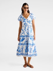 Forever New White Linen Blend Iris Tiered Ruffle Midi Dress - Image 5 of 5