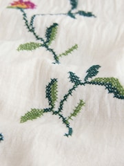 Ecru Cross Stitch Floral Tie Front Top - Image 3 of 3