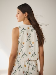 Ecru Cross Stitch Floral Tie Front Top - Image 4 of 8